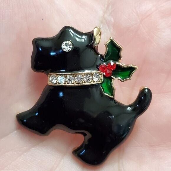 **Final Sale** Gold tone holiday puppy dog brooch - Picture 7 of 7